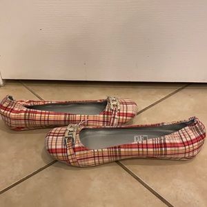 Pinkish Plaid Flats W/ Buckle